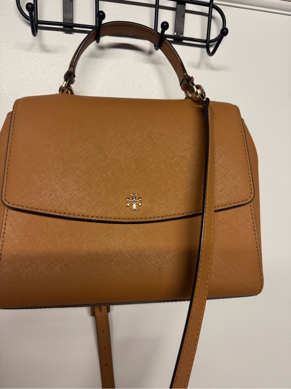 Tory Burch Caramel Tan Saffiano Top-Handle Satchel